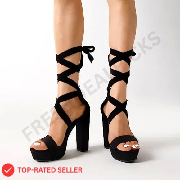 Chunky Block Platform Heels Strappy Gladiator Open Toe Sandals Dressy Pumps